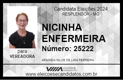 Candidato NICINHA ENFERMEIRA 2024 - RESPLENDOR - Eleições