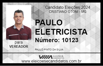 Candidato PAULO ELETRICISTA 2024 - CRISTIANO OTONI - Eleições