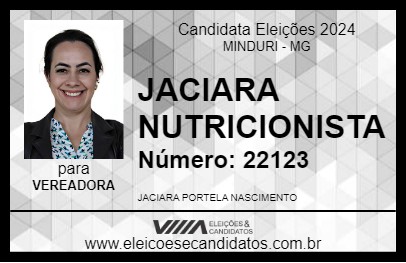 Candidato JACIARA NUTRICIONISTA 2024 - MINDURI - Eleições