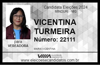 Candidato VICENTINA TURMEIRA 2024 - MINDURI - Eleições