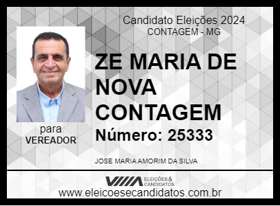 Candidato ZE MARIA DE NOVA CONTAGEM 2024 - CONTAGEM - Eleições