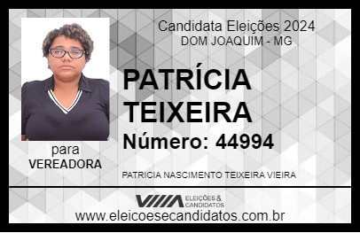 Candidato PATRÍCIA TEIXEIRA 2024 - DOM JOAQUIM - Eleições