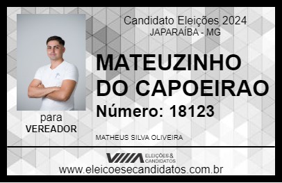 Candidato MATEUZINHO DO CAPOEIRAO 2024 - JAPARAÍBA - Eleições