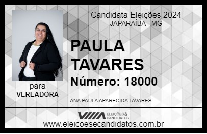 Candidato PAULA TAVARES 2024 - JAPARAÍBA - Eleições