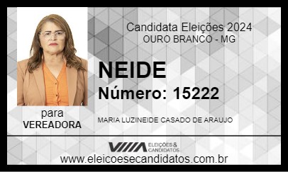 Candidato NEIDE 2024 - OURO BRANCO - Eleições