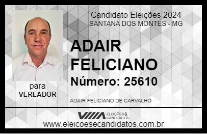 Candidato ADAIR FELICIANO 2024 - SANTANA DOS MONTES - Eleições