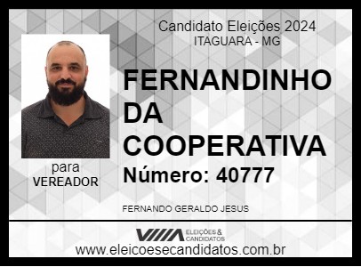 Candidato FERNANDINHO DA COOPERATIVA 2024 - ITAGUARA - Eleições