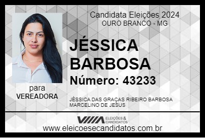 Candidato JÉSSICA BARBOSA 2024 - OURO BRANCO - Eleições