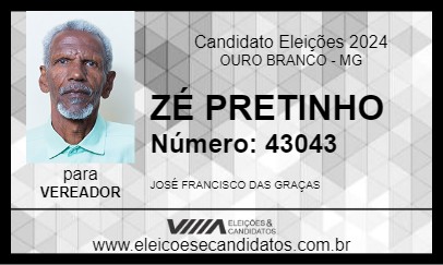 Candidato ZÉ PRETINHO 2024 - OURO BRANCO - Eleições