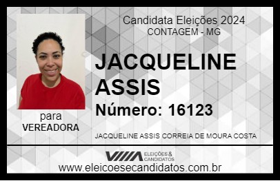 Candidato JACQUELINE ASSIS 2024 - CONTAGEM - Eleições