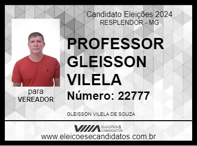 Candidato PROFESSOR GLEISSON VILELA 2024 - RESPLENDOR - Eleições