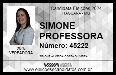 Candidato SIMONE PROFESSORA 2024 - ITAGUARA - Eleições