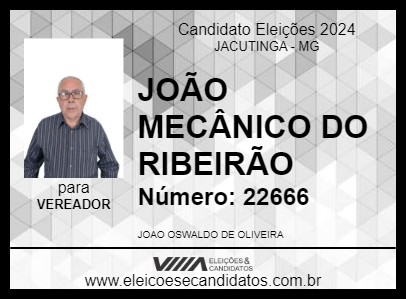 Candidato JOÃO MECÂNICO DO RIBEIRÃO 2024 - JACUTINGA - Eleições