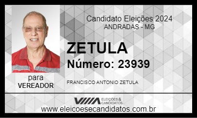 Candidato ZETULA 2024 - ANDRADAS - Eleições