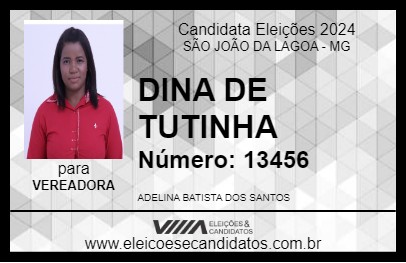 Candidato DINA DE TUTINHA 2024 - SÃO JOÃO DA LAGOA - Eleições