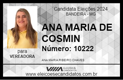 Candidato ANA MARIA DE COSMIN 2024 - BANDEIRA - Eleições