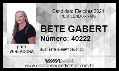 Candidato BETE GABERT 2024 - RESPLENDOR - Eleições