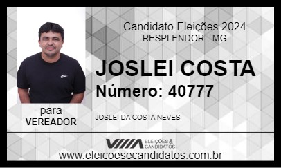 Candidato JOSLEI COSTA 2024 - RESPLENDOR - Eleições