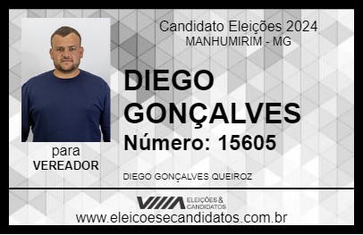 Candidato DIEGO GONÇALVES 2024 - MANHUMIRIM - Eleições