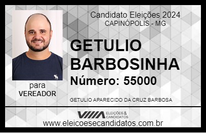 Candidato GETULIO BARBOSINHA 2024 - CAPINÓPOLIS - Eleições