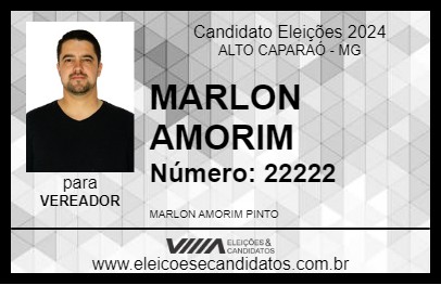 Candidato MARLON AMORIM 2024 - ALTO CAPARAÓ - Eleições