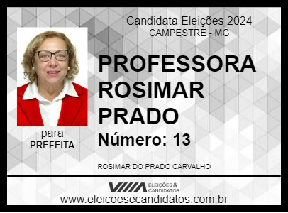 Candidato PROFESSORA ROSIMAR PRADO 2024 - CAMPESTRE - Eleições