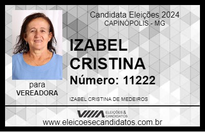 Candidato IZABEL CRISTINA 2024 - CAPINÓPOLIS - Eleições