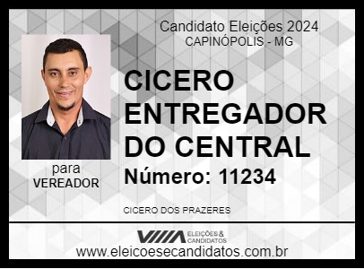 Candidato CICERO ENTREGADOR DO CENTRAL 2024 - CAPINÓPOLIS - Eleições