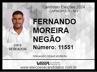 Candidato FERNANDO MOREIRA NEGÃO 2024 - CAPINÓPOLIS - Eleições