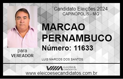 Candidato MARCAO PERNAMBUCO 2024 - CAPINÓPOLIS - Eleições