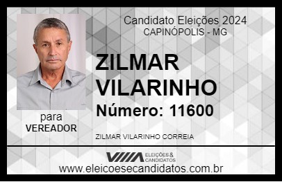 Candidato ZILMAR VILARINHO 2024 - CAPINÓPOLIS - Eleições