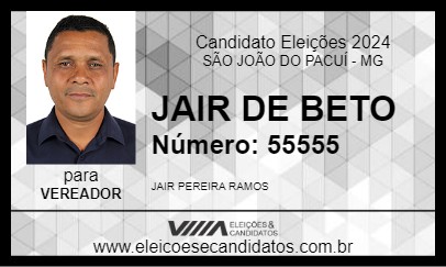 Candidato JAIR DE BETO 2024 - SÃO JOÃO DO PACUÍ - Eleições