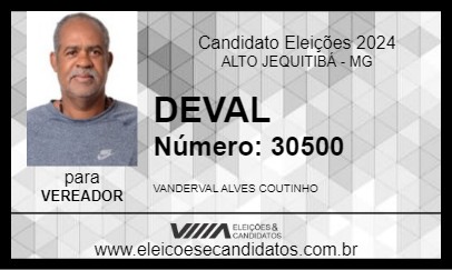 Candidato DEVAL 2024 - ALTO JEQUITIBÁ - Eleições