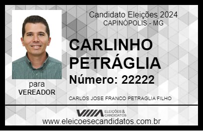 Candidato CARLINHO PETRÁGLIA 2024 - CAPINÓPOLIS - Eleições