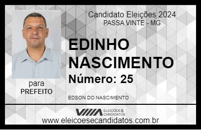 Candidato EDINHO NASCIMENTO 2024 - PASSA VINTE - Eleições