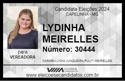 Candidato LYDINHA MEIRELLES 2024 - CAPELINHA - Eleições