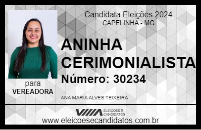 Candidato ANINHA CERIMONIALISTA 2024 - CAPELINHA - Eleições