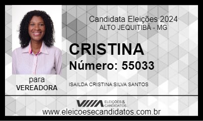 Candidato CRISTINA 2024 - ALTO JEQUITIBÁ - Eleições