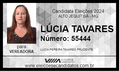 Candidato LÚCIA TAVARES 2024 - ALTO JEQUITIBÁ - Eleições