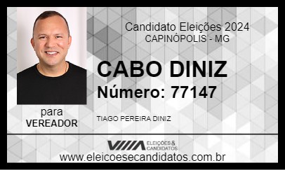 Candidato CABO DINIZ 2024 - CAPINÓPOLIS - Eleições