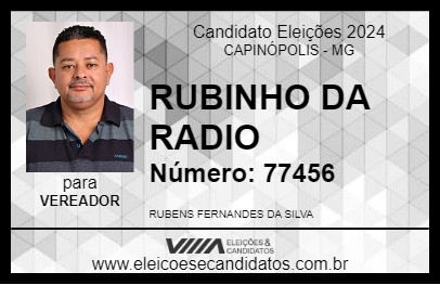 Candidato RUBINHO DA RADIO 2024 - CAPINÓPOLIS - Eleições