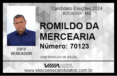 Candidato ROMILDO DA MERCEARIA 2024 - BOCAIÚVA - Eleições