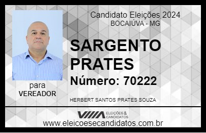 Candidato SARGENTO PRATES 2024 - BOCAIÚVA - Eleições