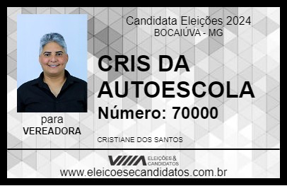 Candidato CRIS DA AUTOESCOLA 2024 - BOCAIÚVA - Eleições