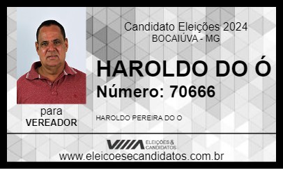 Candidato HAROLDO DO Ó 2024 - BOCAIÚVA - Eleições