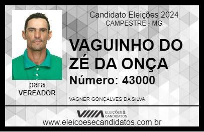 Candidato VAGUINHO DO ZÉ DA ONÇA 2024 - CAMPESTRE - Eleições