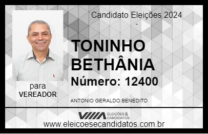 Candidato TONINHO BETHÂNIA  2024 - IPATINGA - Eleições