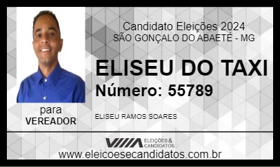 Candidato ELISEU DO TAXI 2024 - SÃO GONÇALO DO ABAETÉ - Eleições