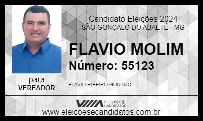 Candidato FLAVIO MOLIM 2024 - SÃO GONÇALO DO ABAETÉ - Eleições