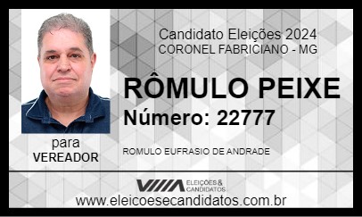 Candidato RÔMULO PEIXE 2024 - CORONEL FABRICIANO - Eleições